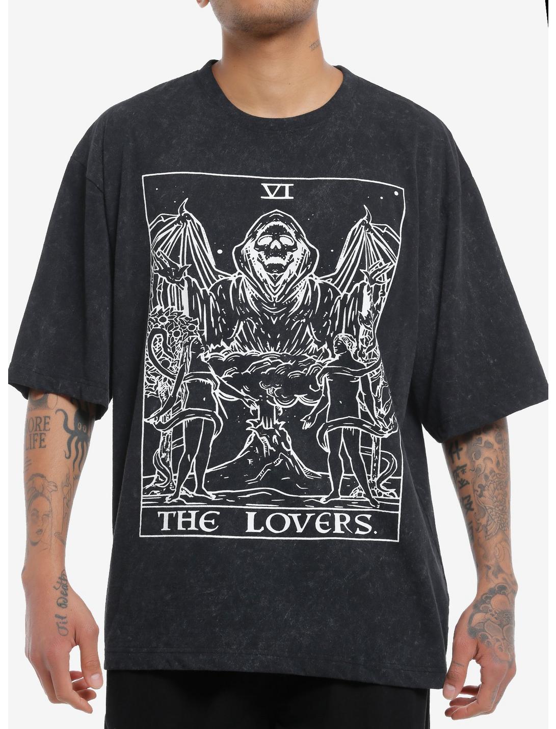 Lovers Tarot Card Mineral Wash Oversized T-Shirt, , hi-res