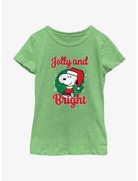 Peanuts Santa Snoopy Jolly & Bright Youth Girls T-Shirt, , hi-res
