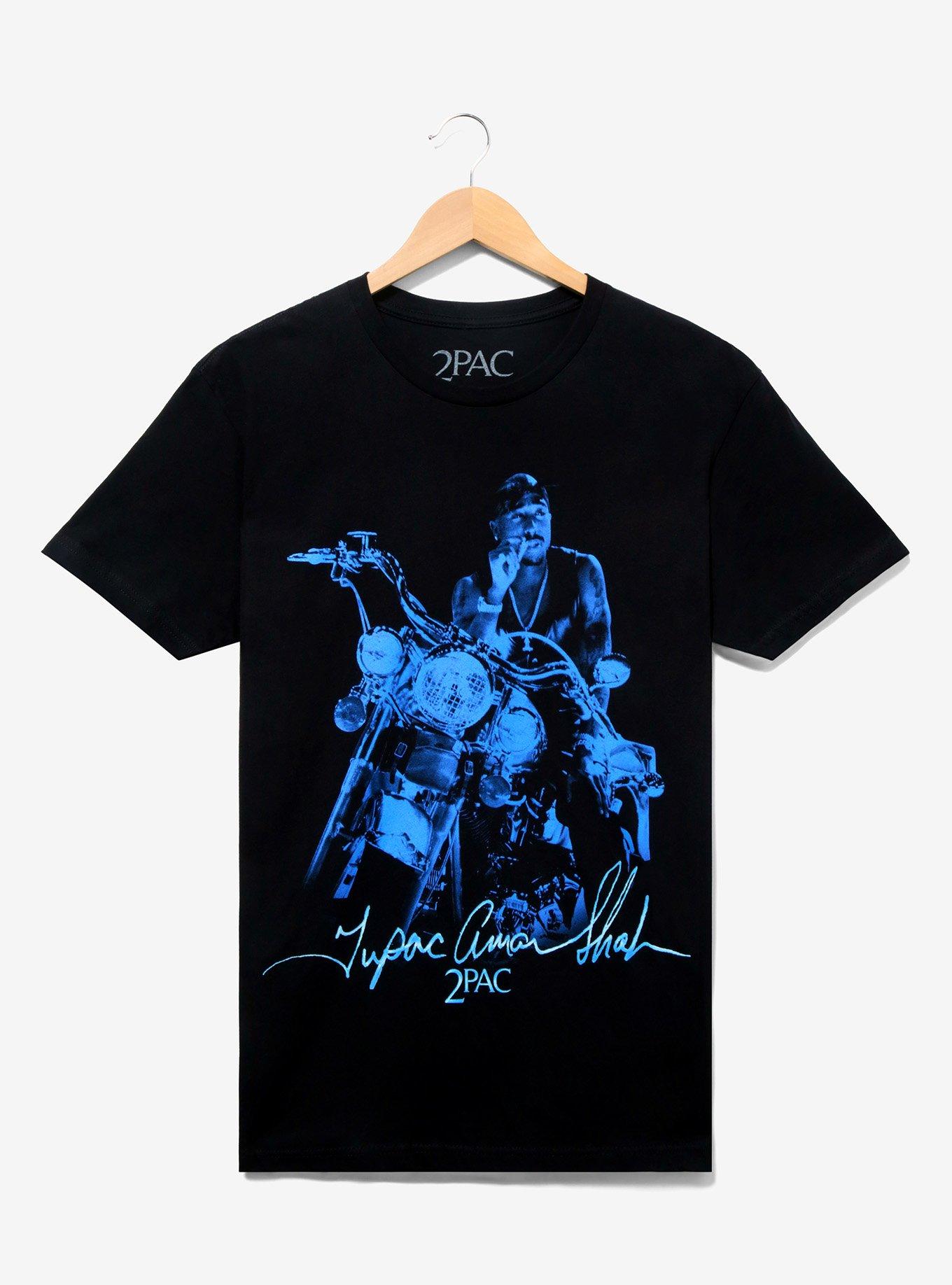 2Pac Motorcycle Portrait T-Shirt - BoxLunch Exclusive, BLACK, hi-res