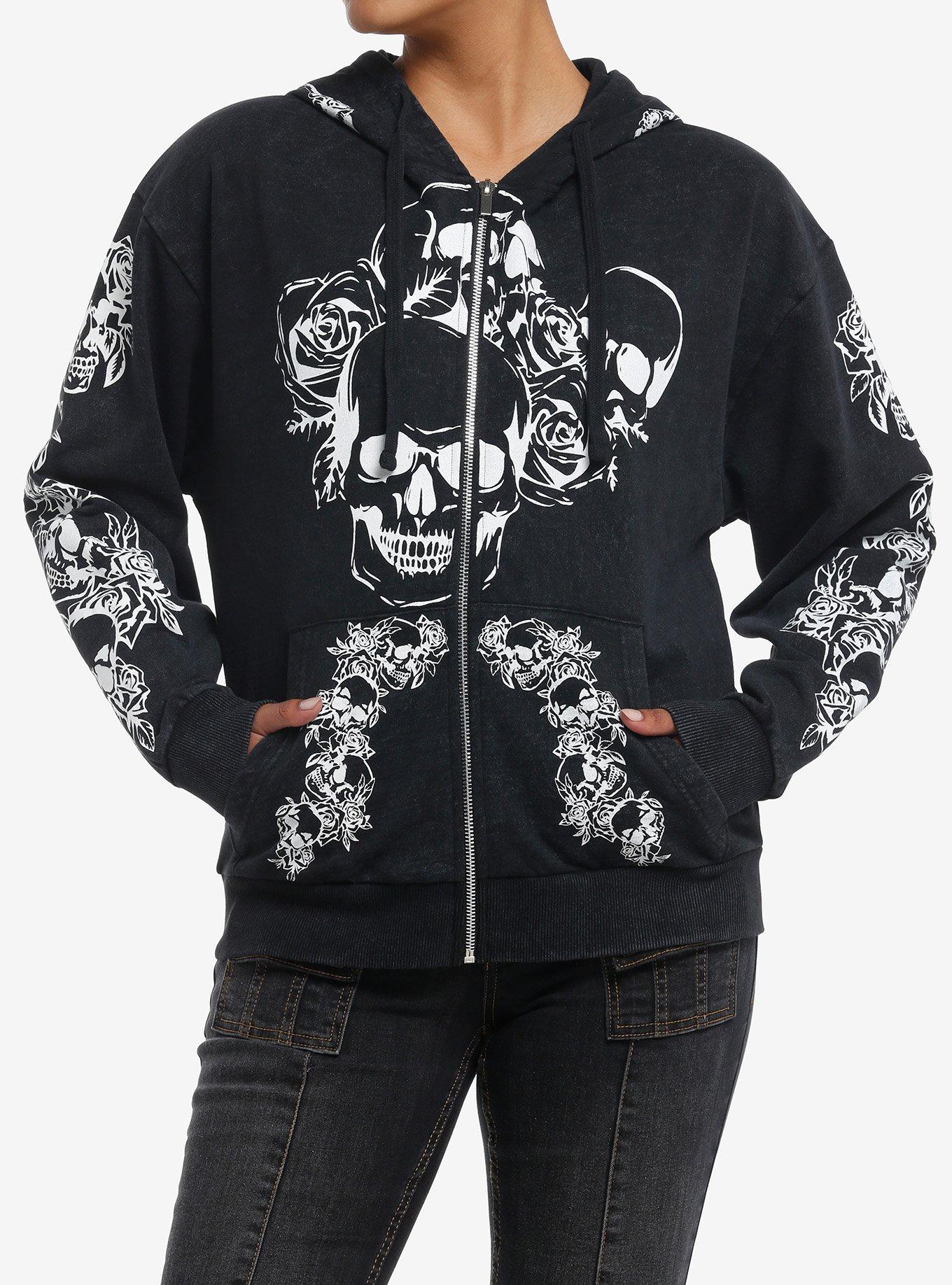 Skeleton Rose Girls Hoodie, , hi-res