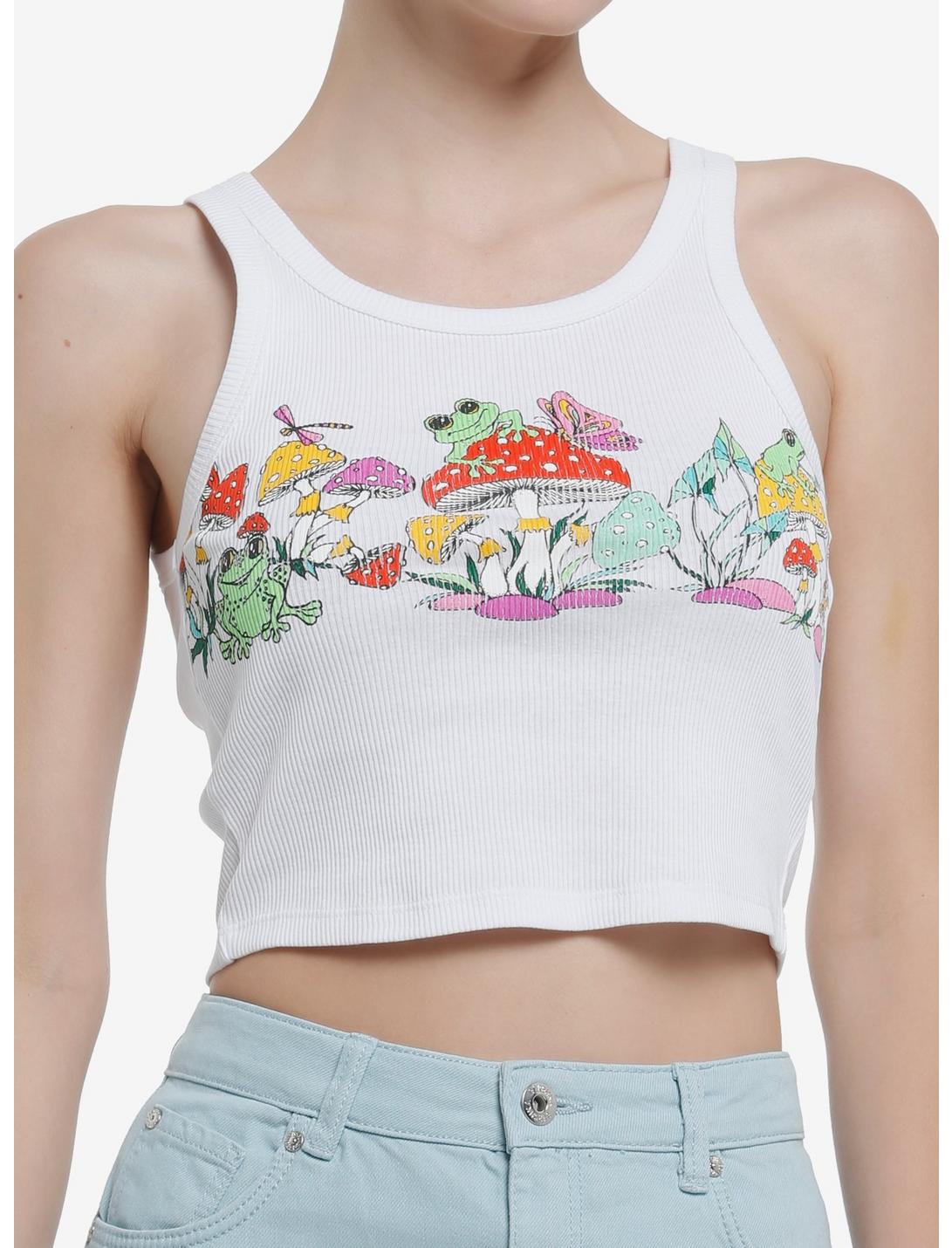 Thorn & Fable Mushrooms & Frogs Ribbed Girls Tank Top, MULTI, hi-res