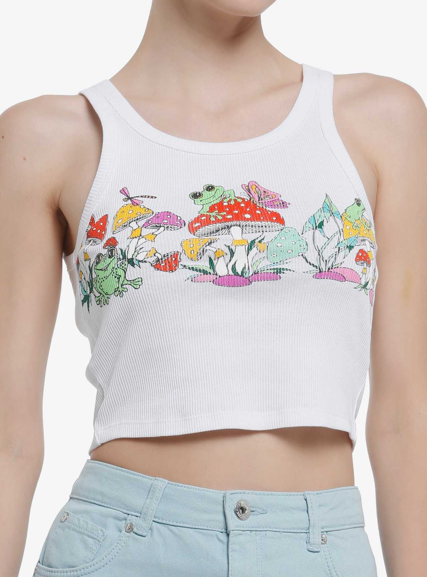 Thorn & Fable Mushrooms & Frogs Ribbed Girls Tank Top, , hi-res