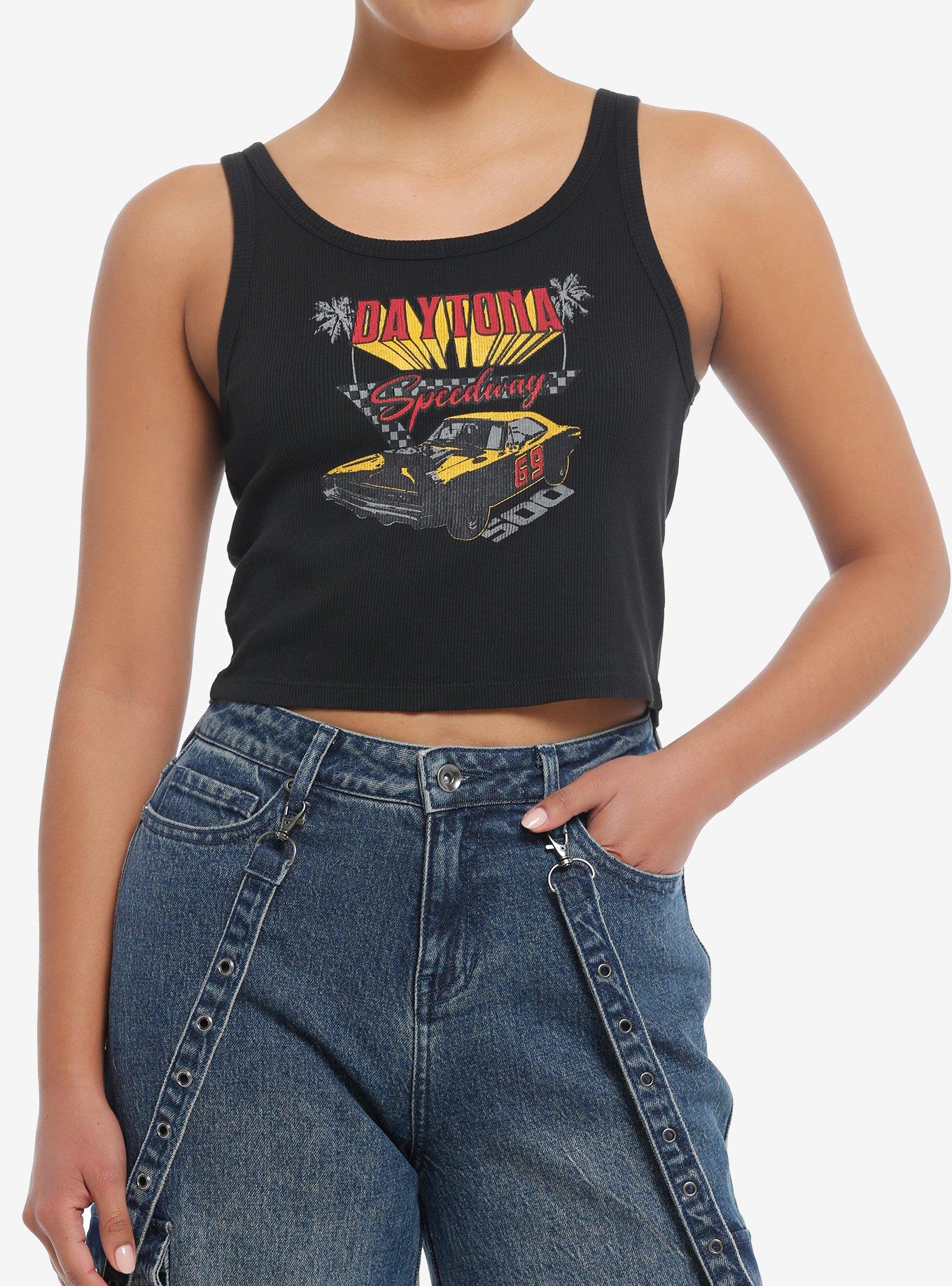 Social Collision® Daytona Speedway Ribbed Girls Crop Tank Top, , hi-res