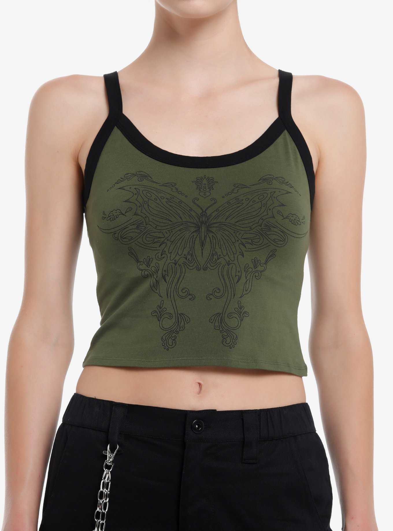 Social Collision Intricate Butterfly Girls Crop Cami, , hi-res