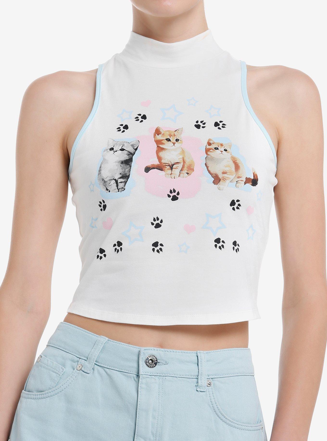 Sweet Society Kitten Paws Mock Neck Girls Tank Top, , hi-res