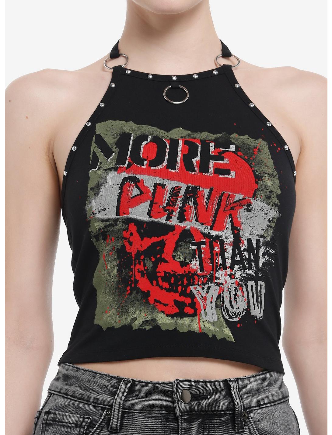 Social Collision® More Punk Than You Girls Halter Tank Top, RED, hi-res