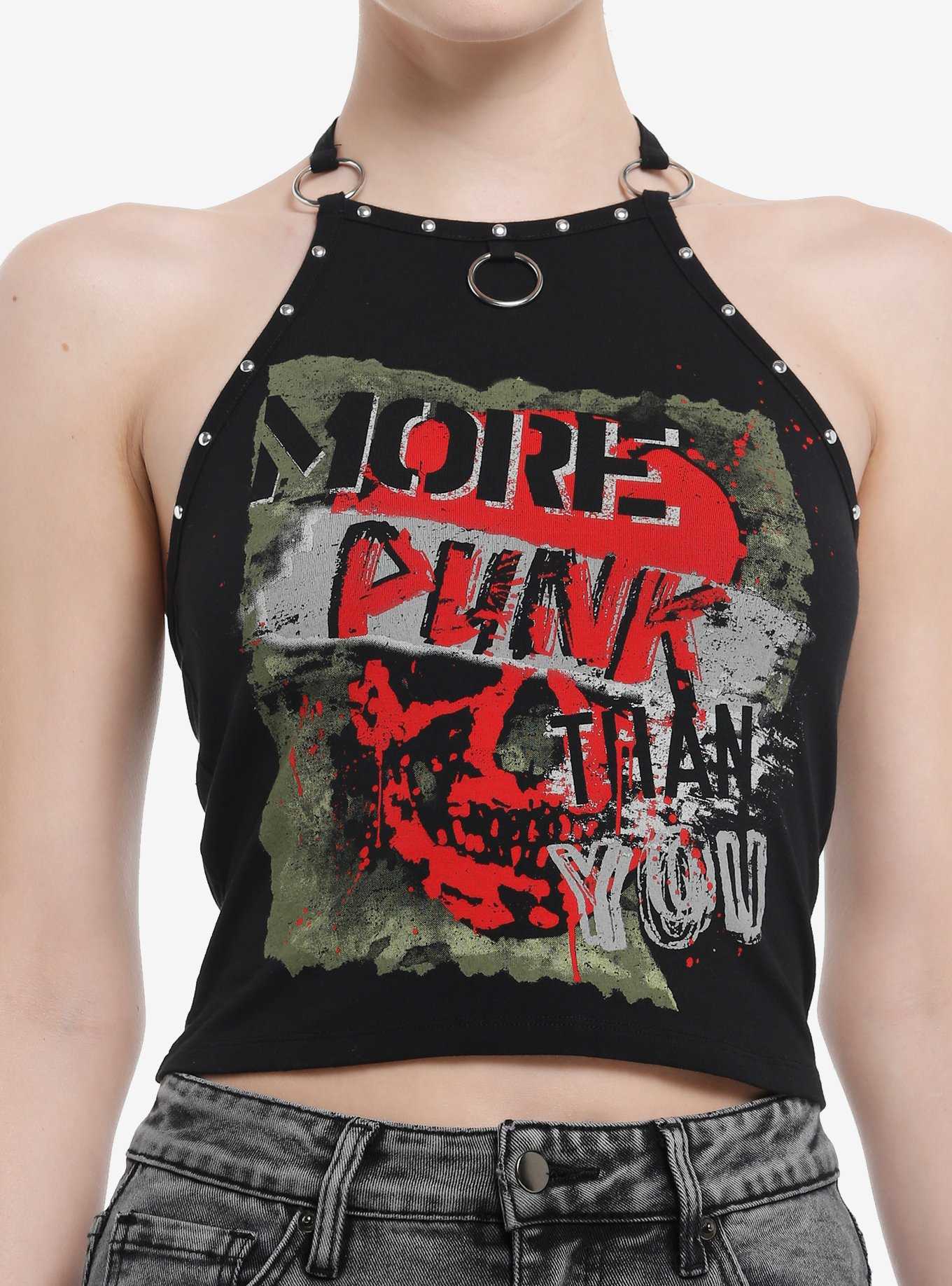 Social Collision® More Punk Than You Girls Halter Tank Top, , hi-res