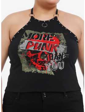 Social Collision® More Punk Than You Girls Halter Tank Top Plus Size, , hi-res
