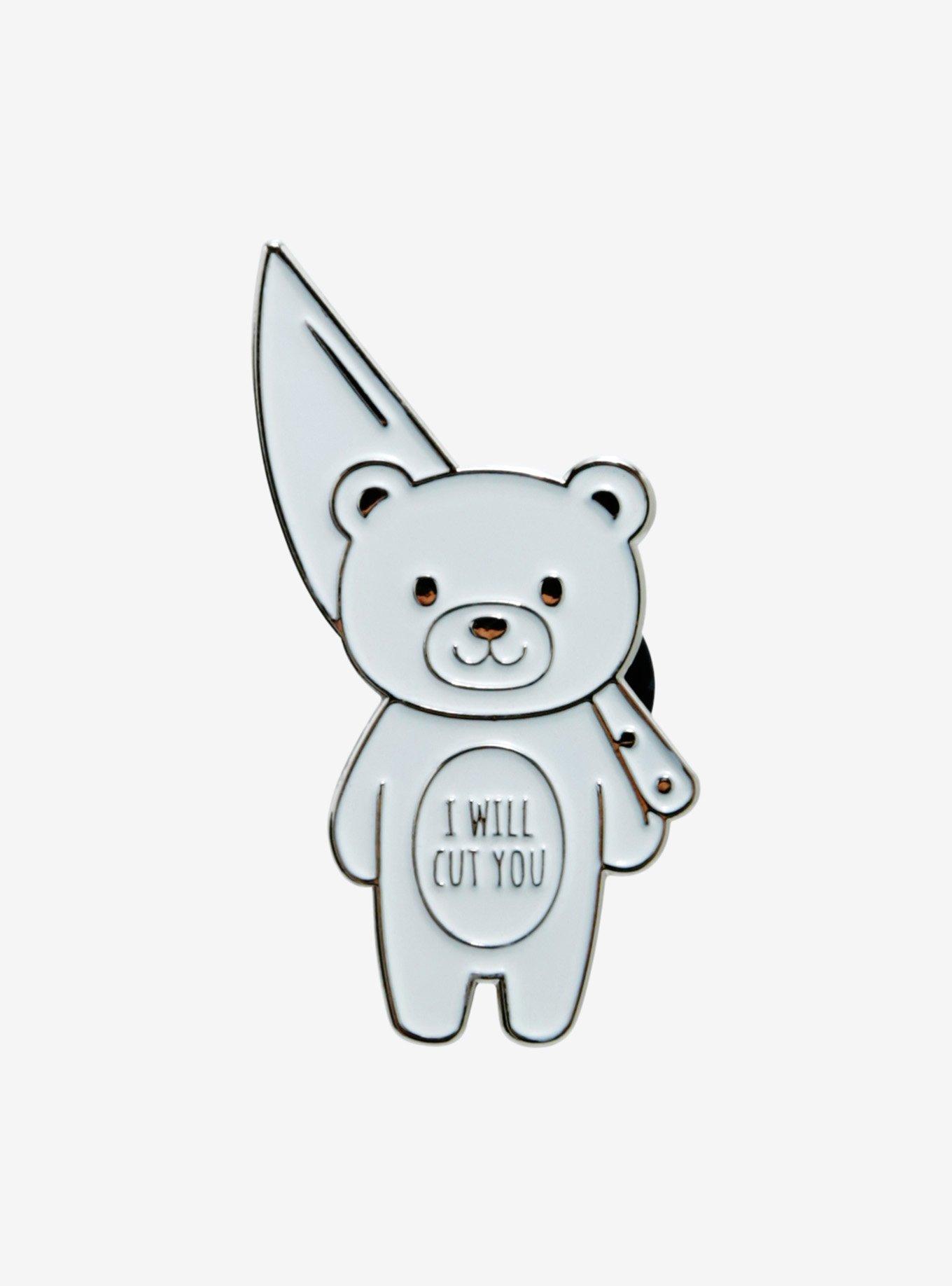 I Will Cut You Bear Enamel Pin By Robo Roku, , hi-res