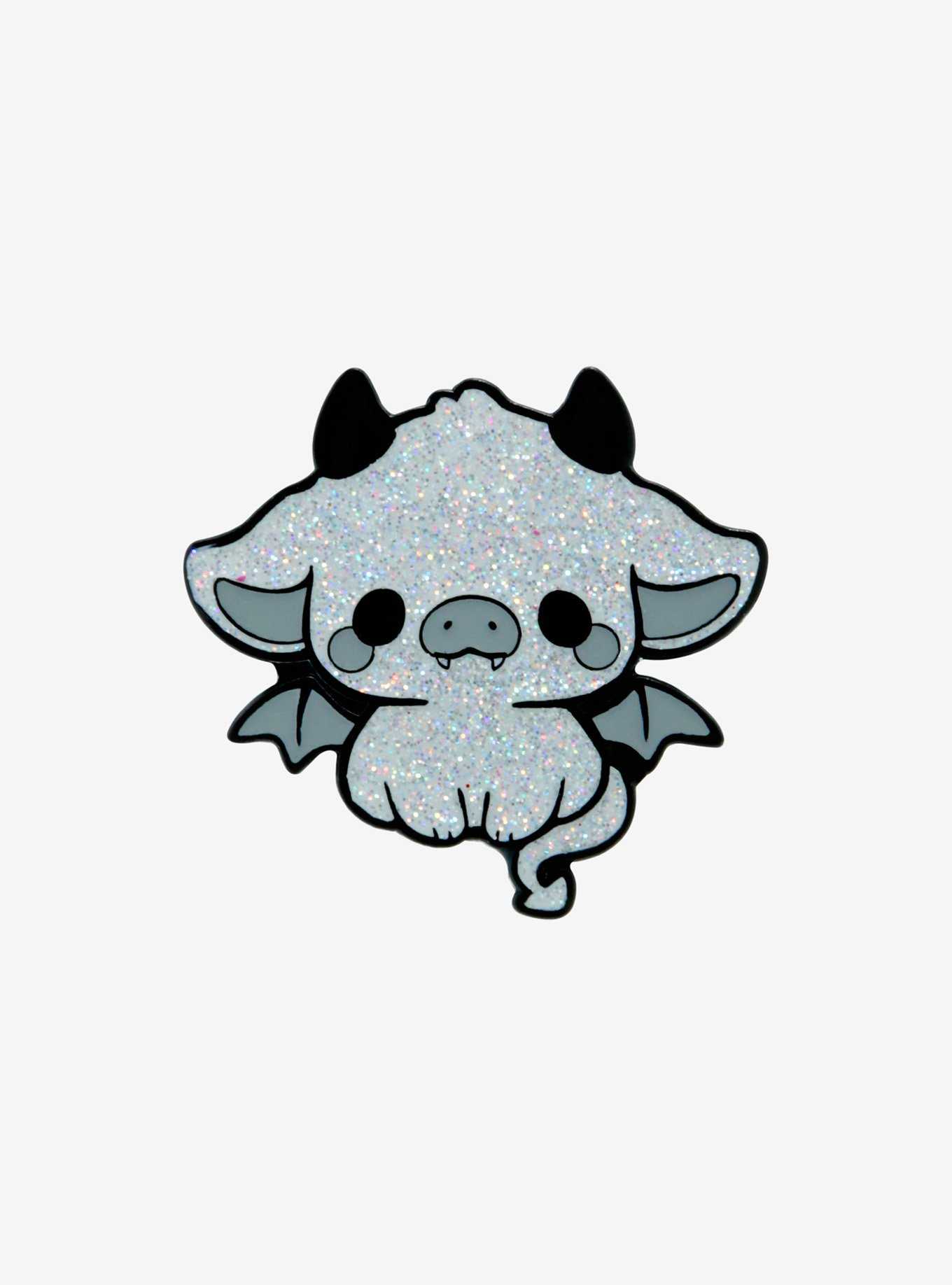 Glitter Bat Cow Enamel Pin By Gummybunnii, , hi-res