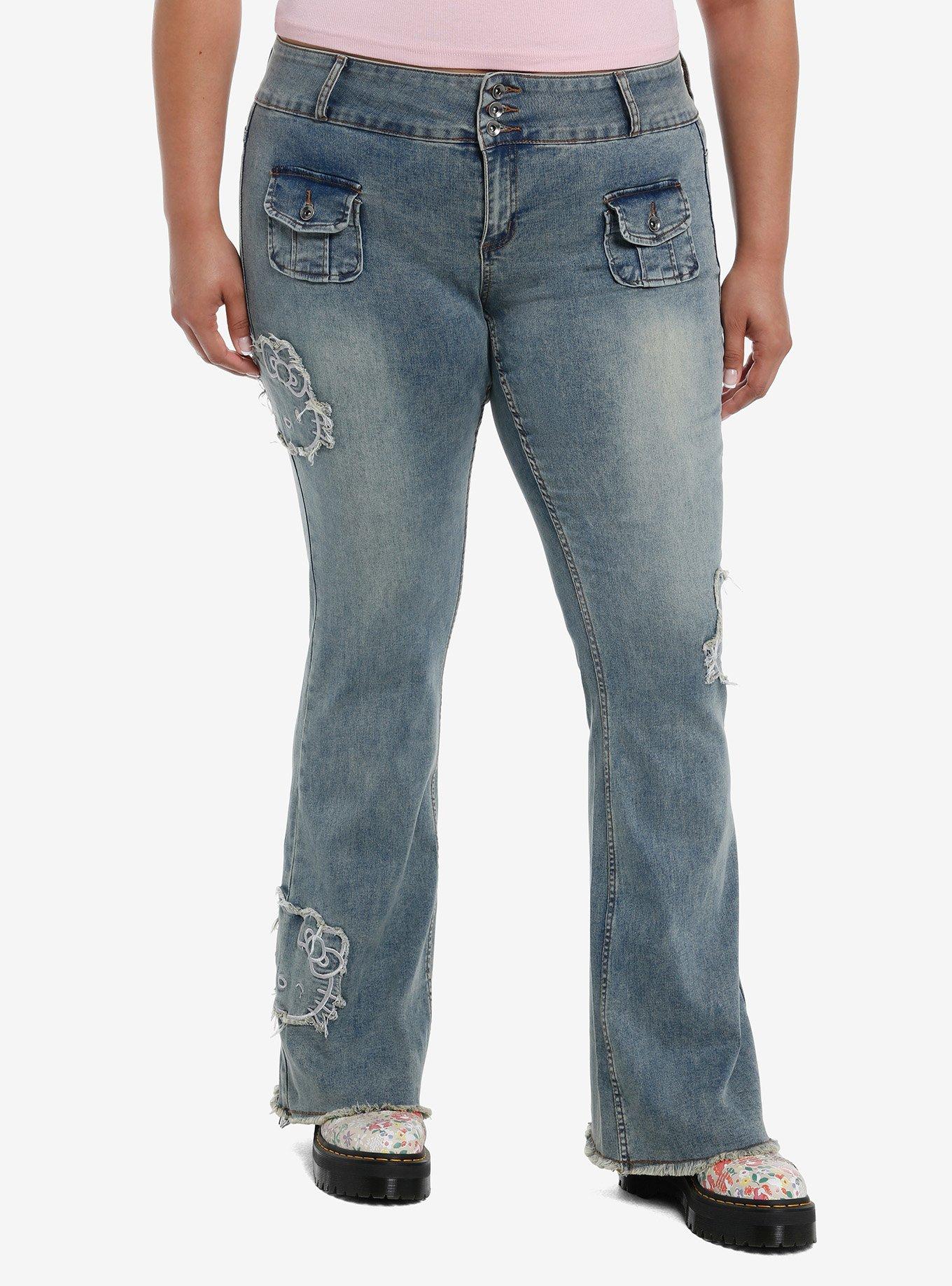 Hello Kitty Patch Low Rise Jeans Plus Size, MULTI, hi-res