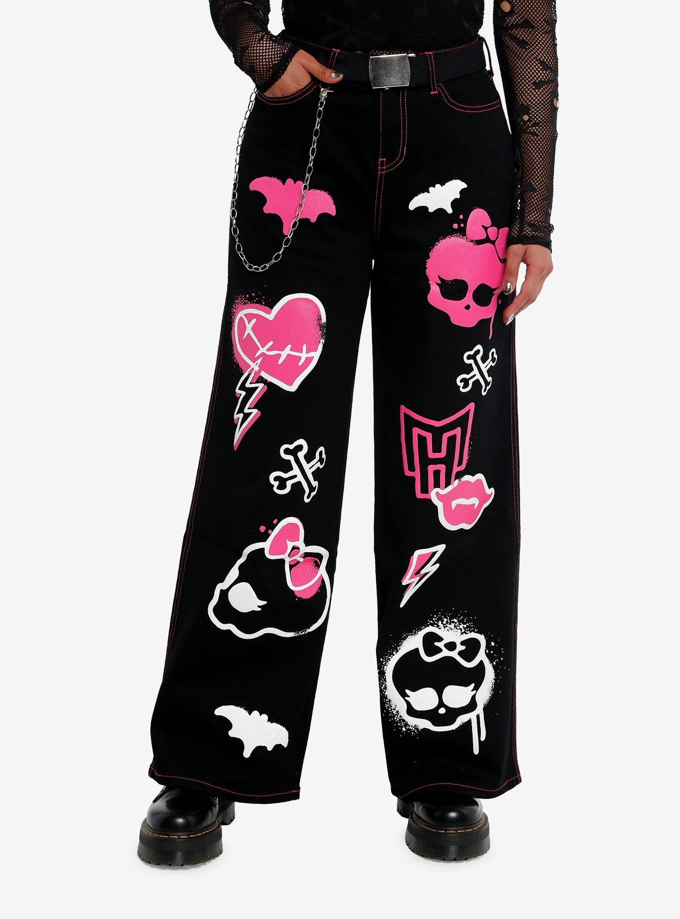 Monster High Icons Girls Wide-Leg Jeans, MULTI, hi-res
