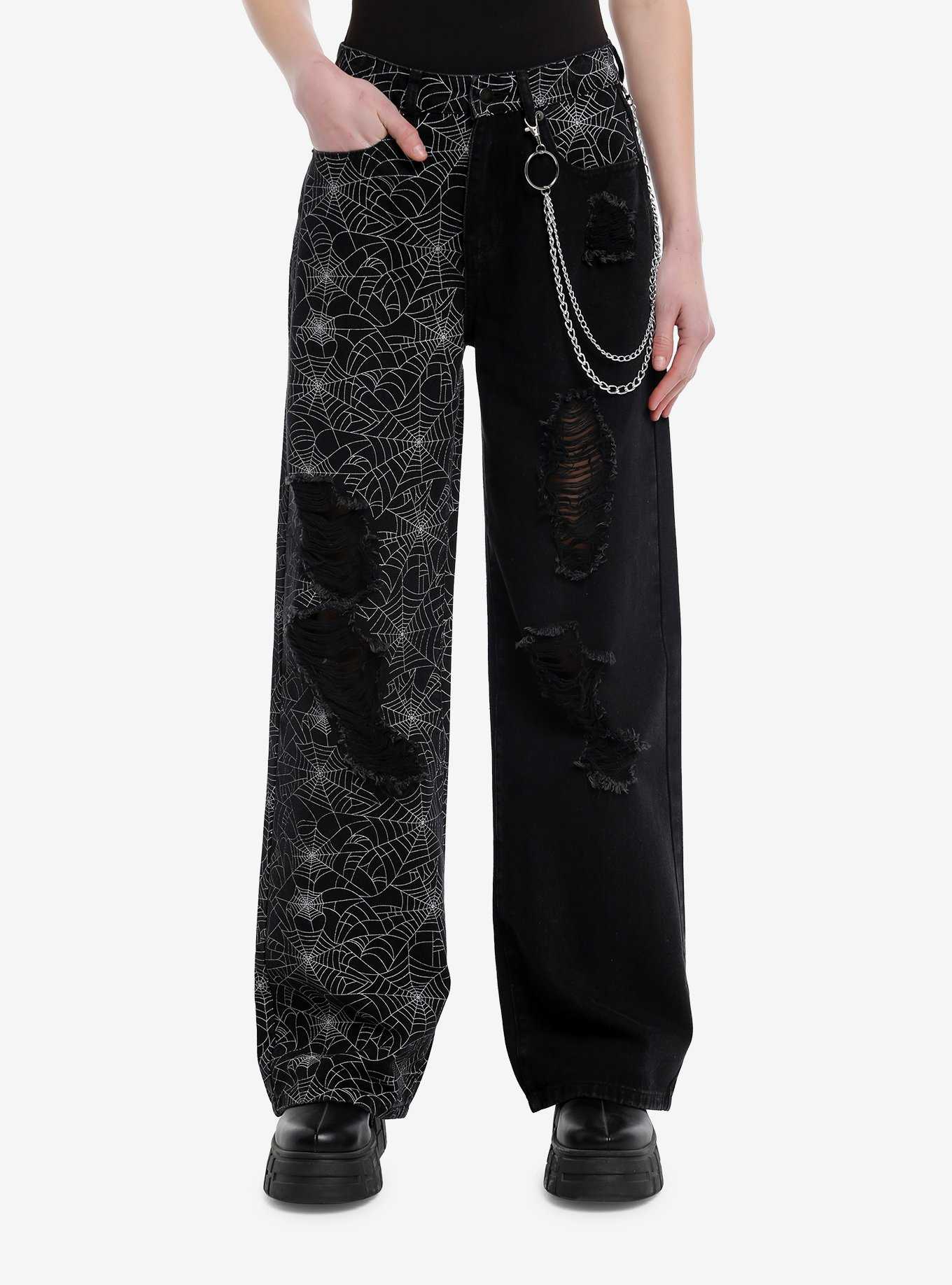 Black Punk Icons Wide Leg Pants