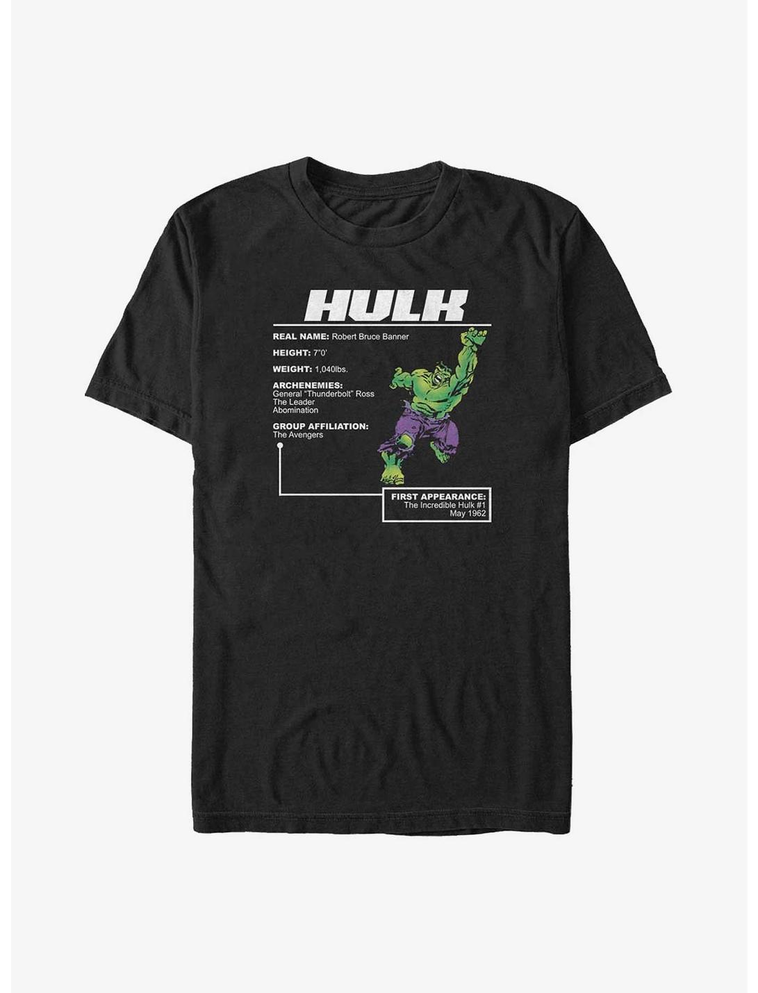 Marvel Hulk The Hulk Stats Big & Tall T-Shirt, BLACK, hi-res