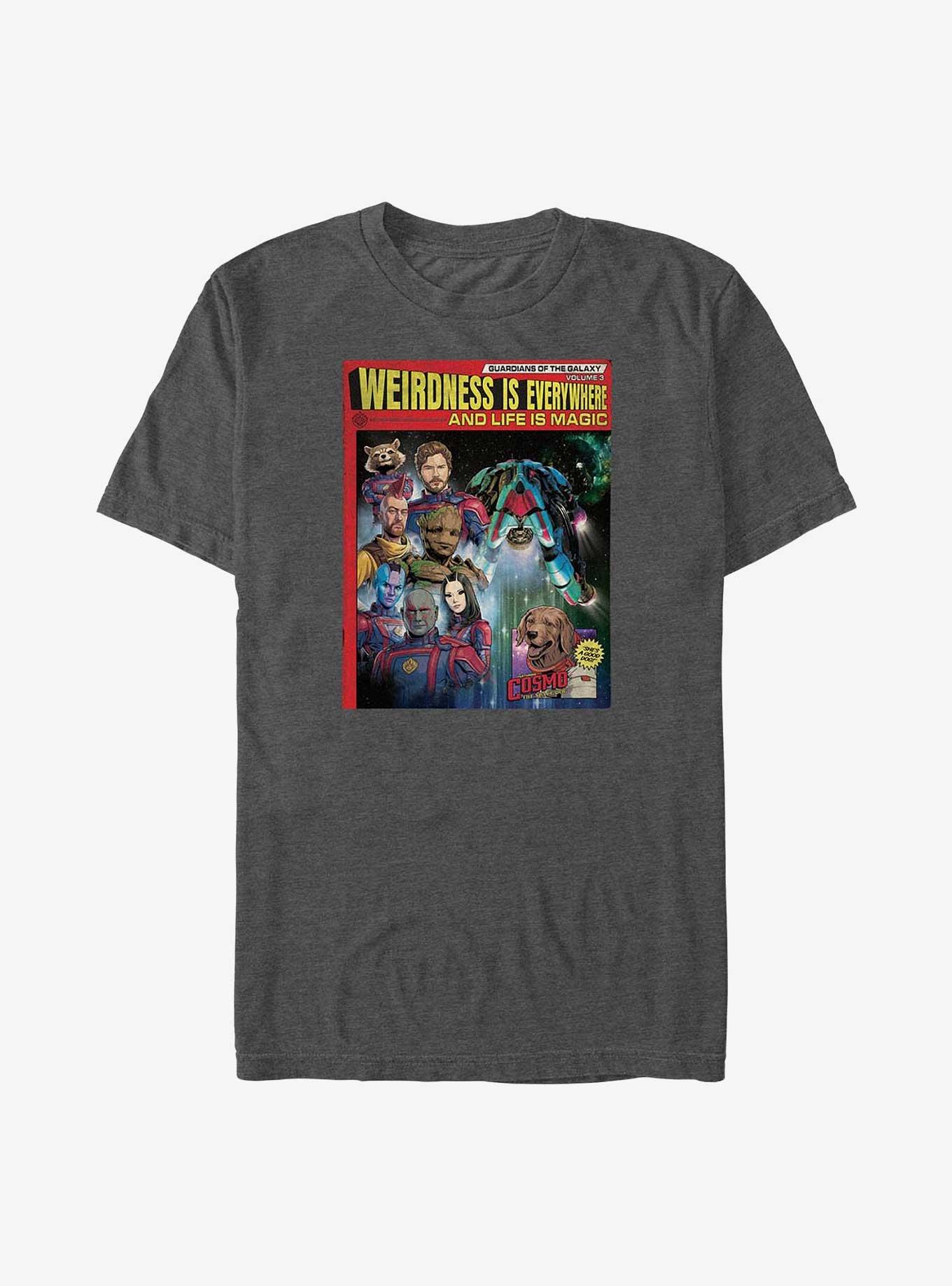 Marvel Guardians of the Galaxy Weirdness Is Everywhere Poster Big & Tall T-Shirt, CHAR HTR, hi-res