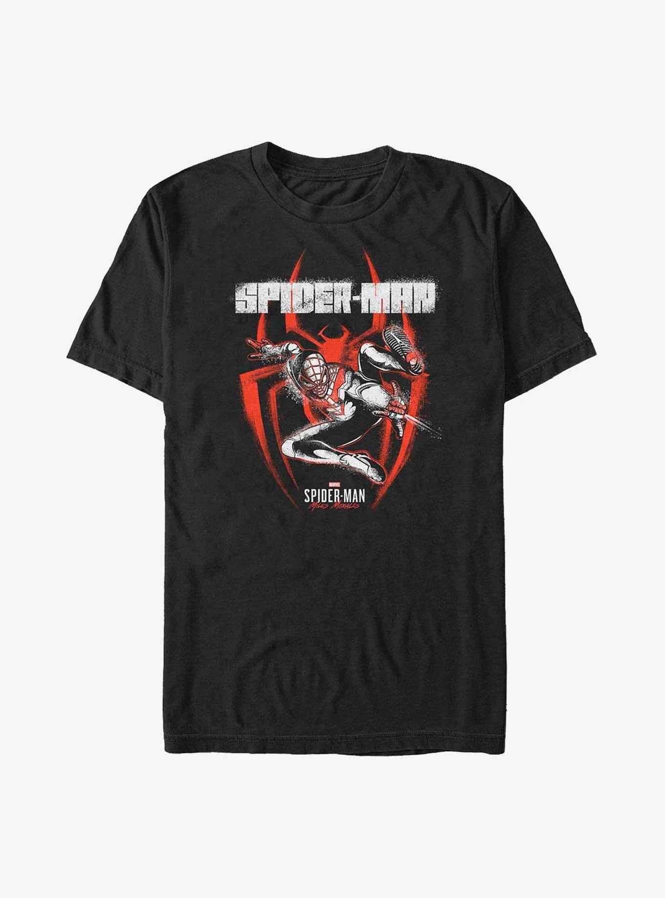 Marvel Spider-Man: Miles Morales Spray Paint Logo Big & Tall T-Shirt, BLACK, hi-res