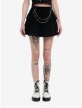 Black Double Chain Cargo Pleated Skirt, BLACK, hi-res