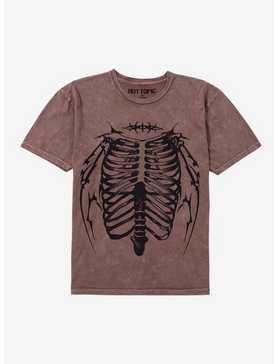 Rib Cage Barbed Wire Brown Wash T-Shirt, , hi-res