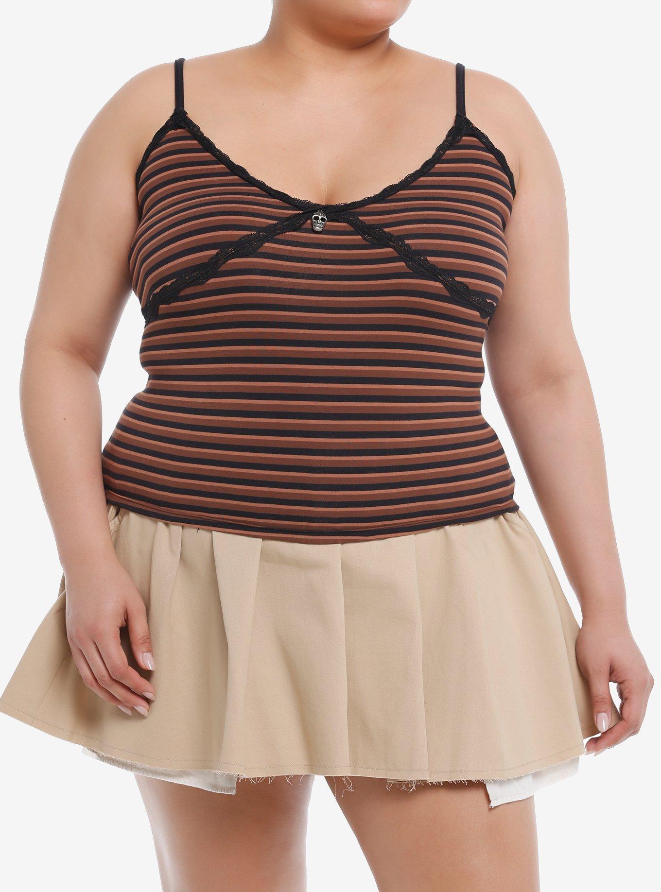 Social Collision® Skull Charm Striped Girls Cami Plus Size, , hi-res