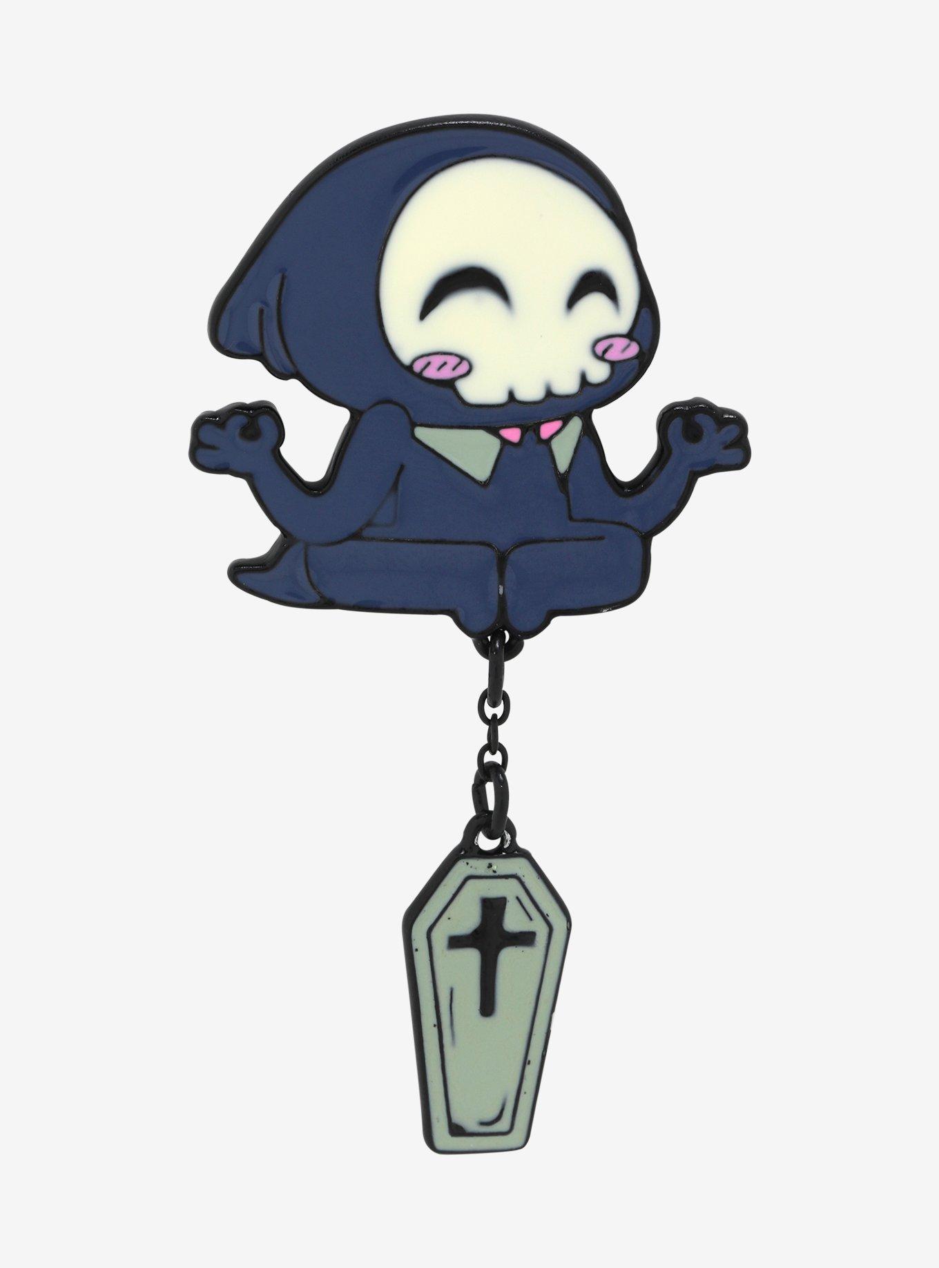 Grim Reaper Chibi Coffin Enamel Pin, , hi-res