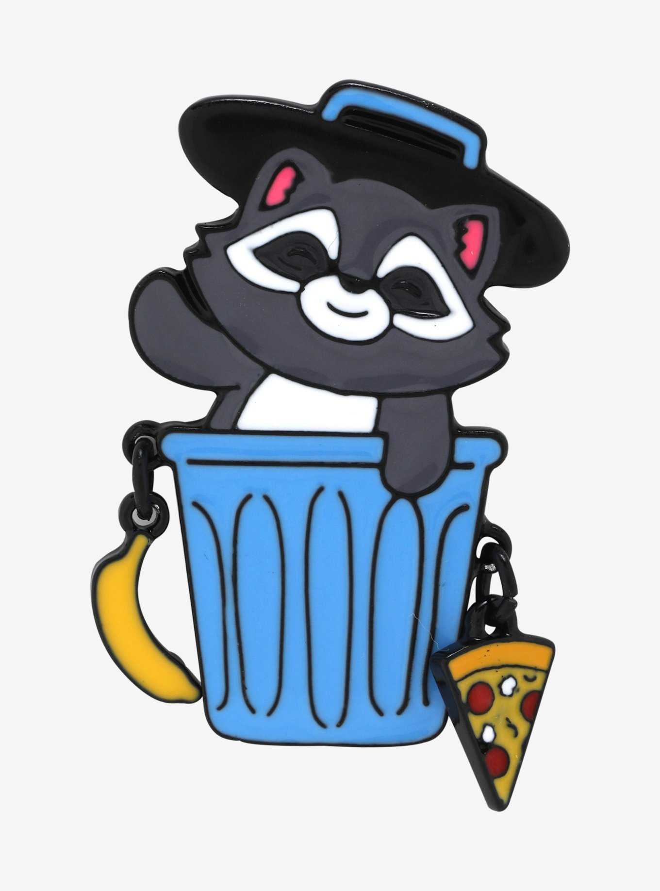 Raccoon Snacks Trash Can Enamel Pin, , hi-res