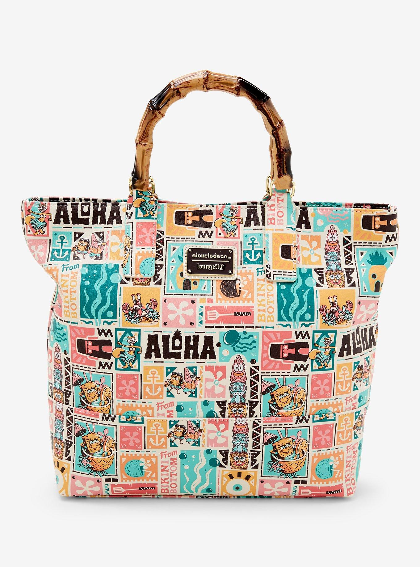 Loungefly SpongeBob SquarePants Characters Tropical Allover Print Tote Bag - BoxLunch Exclusive, , hi-res