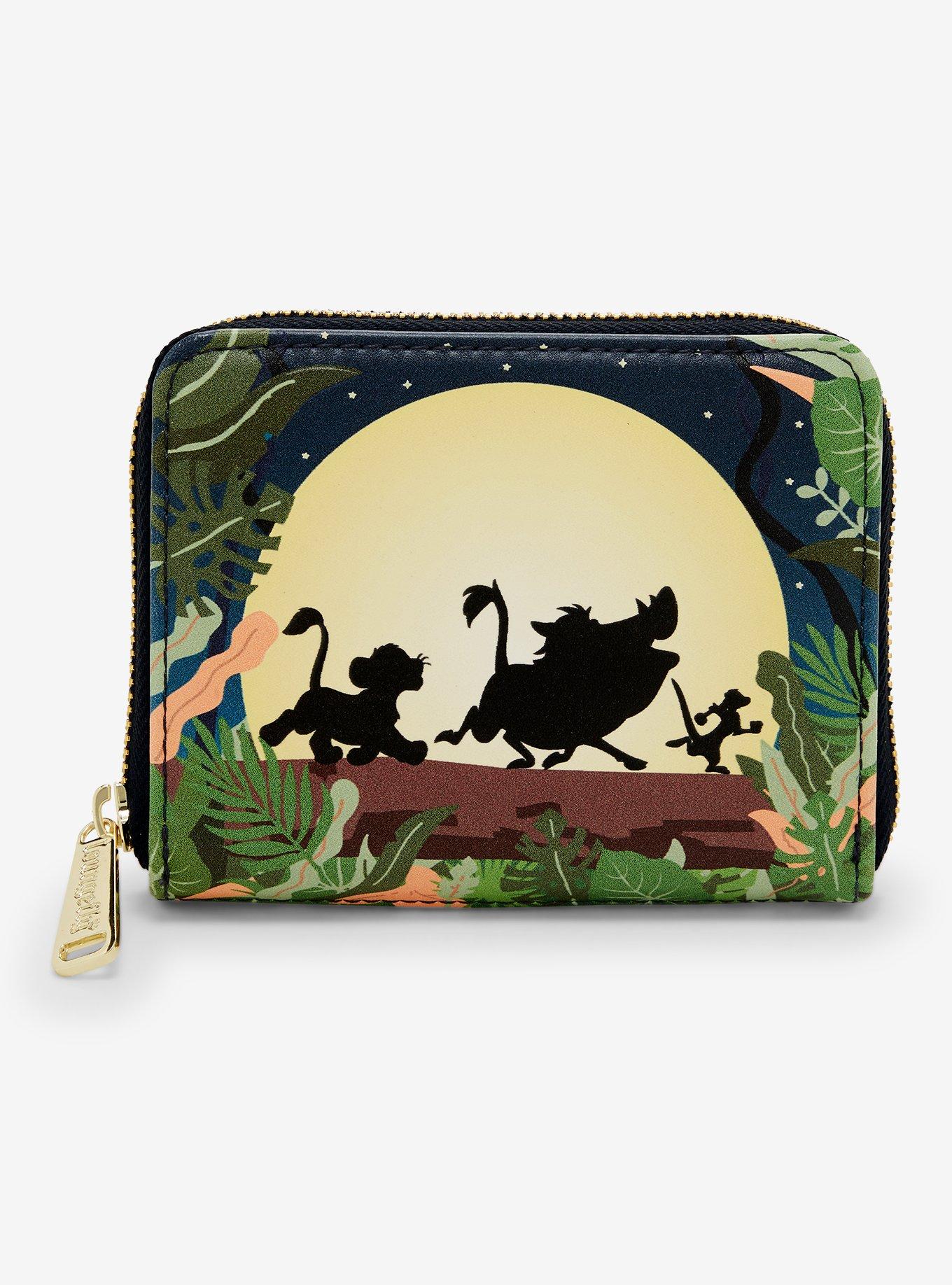 Loungefly Disney The Lion King 30th Anniversary Simba, Timon, & Pumbaa Moon Glow-in-the-Dark Small Zip Wallet