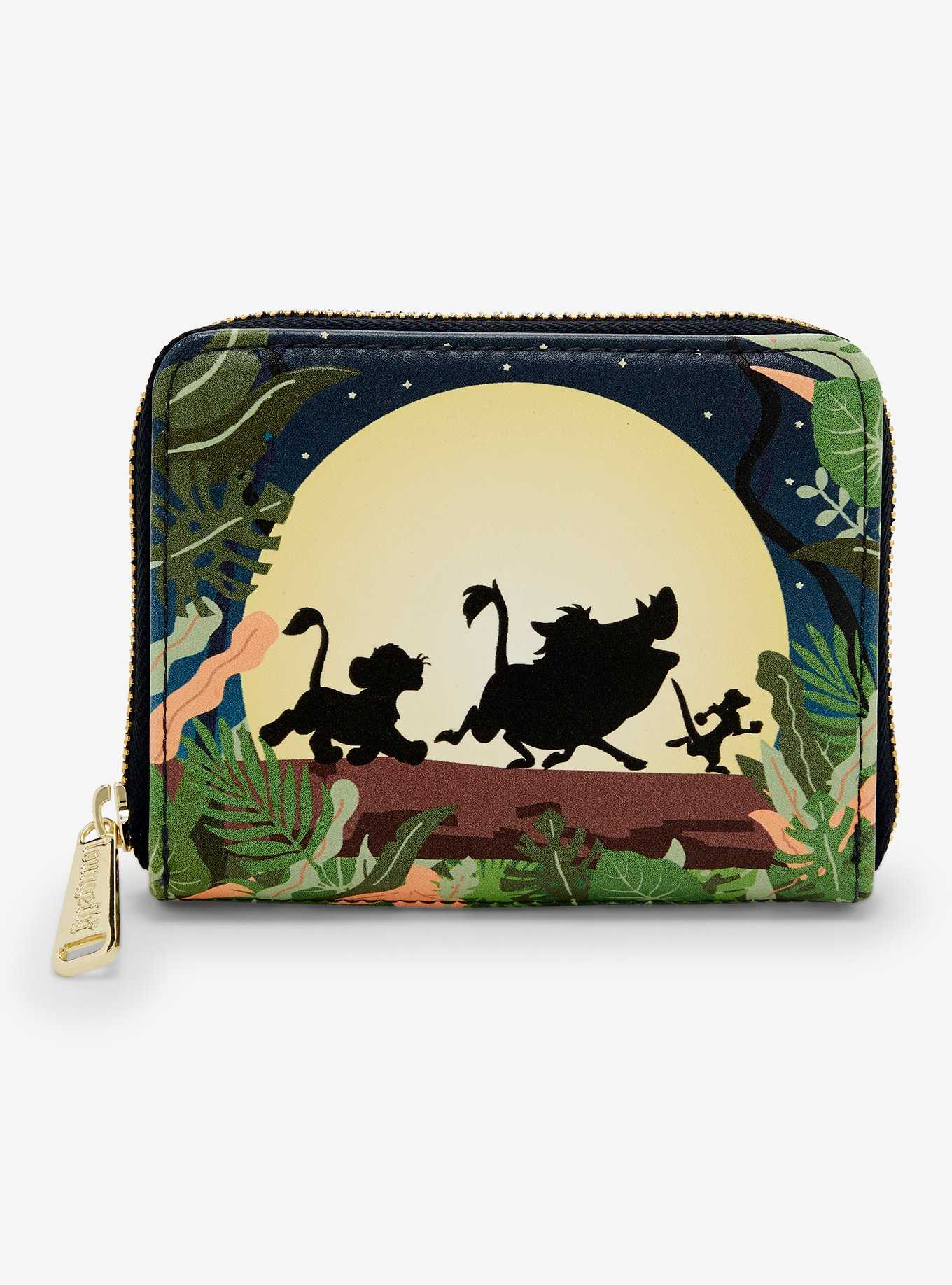 Loungefly Disney The Lion King 30th Anniversary Simba, Timon, & Pumbaa Moon Glow-in-the-Dark Small Zip Wallet, , hi-res