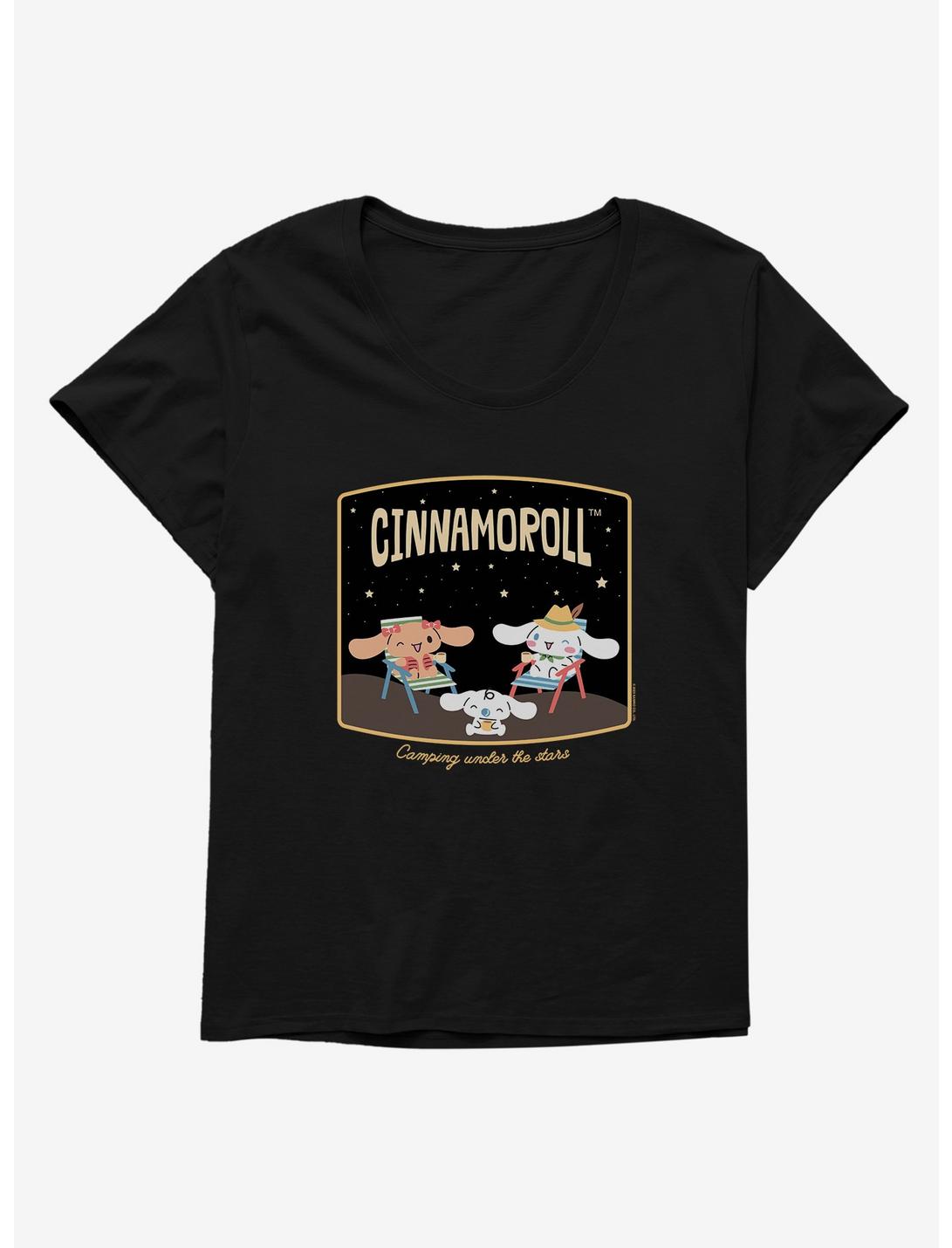 Cinnamoroll Camping Under The Stars Womens T-Shirt Plus Size, BLACK, hi-res