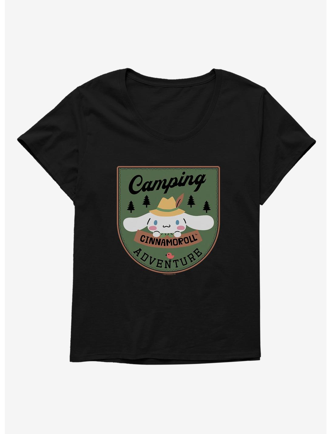 Cinnamoroll Camping Adventure Womens T-Shirt Plus Size, BLACK, hi-res