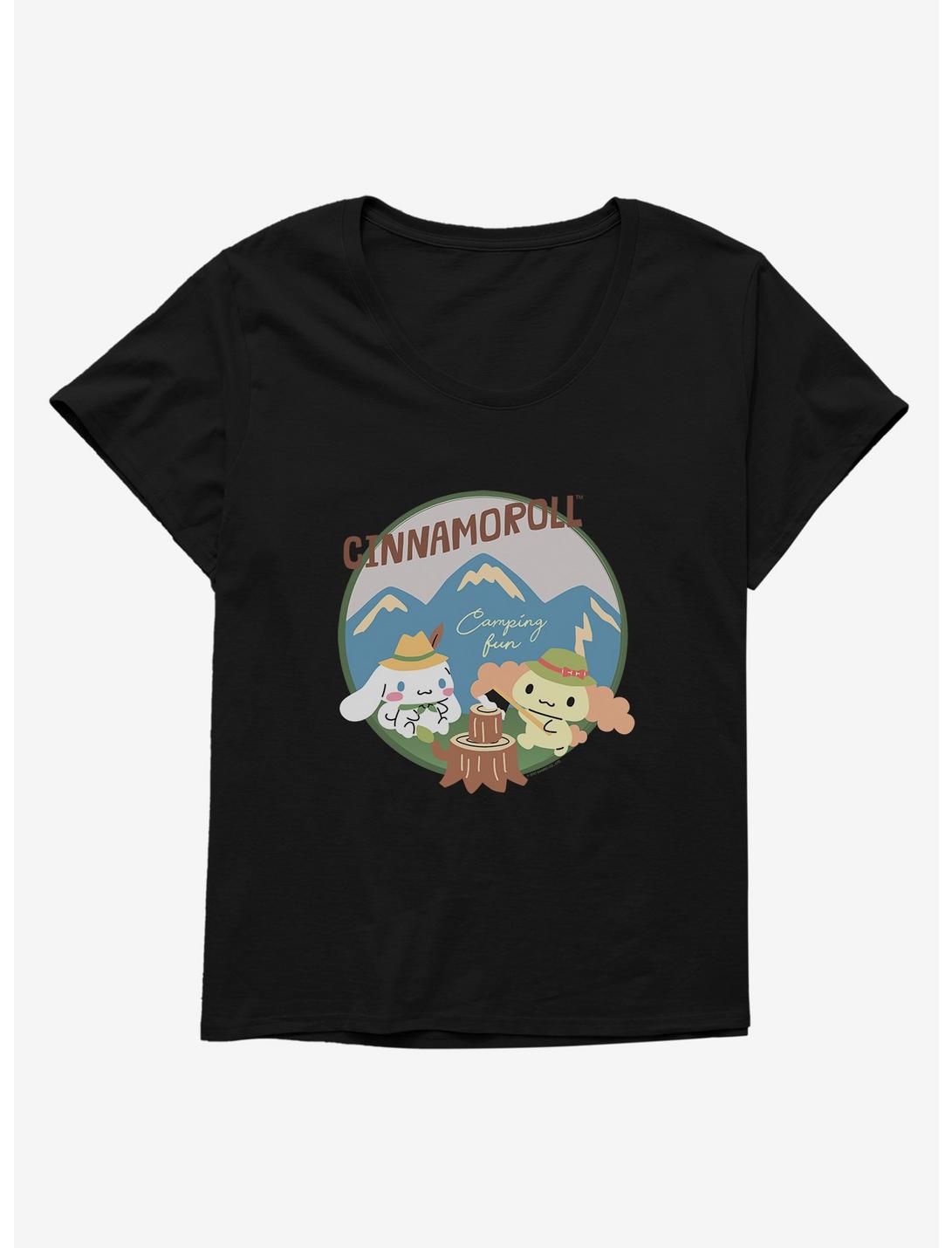 Cinnamoroll Camping Fun Womens T-Shirt Plus Size, BLACK, hi-res