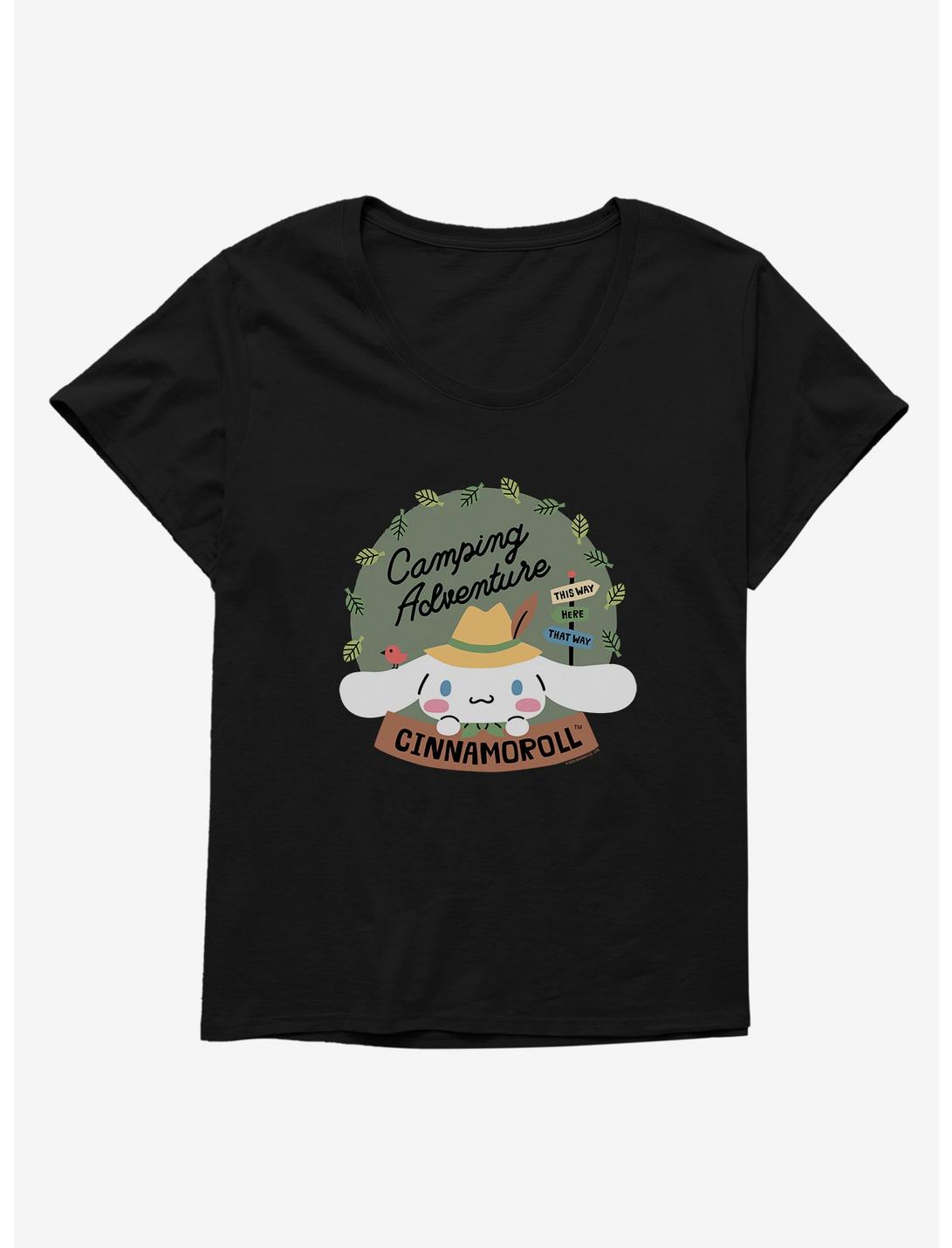 Cinnamoroll Camping Adventure Waysign Womens T-Shirt Plus Size, BLACK, hi-res