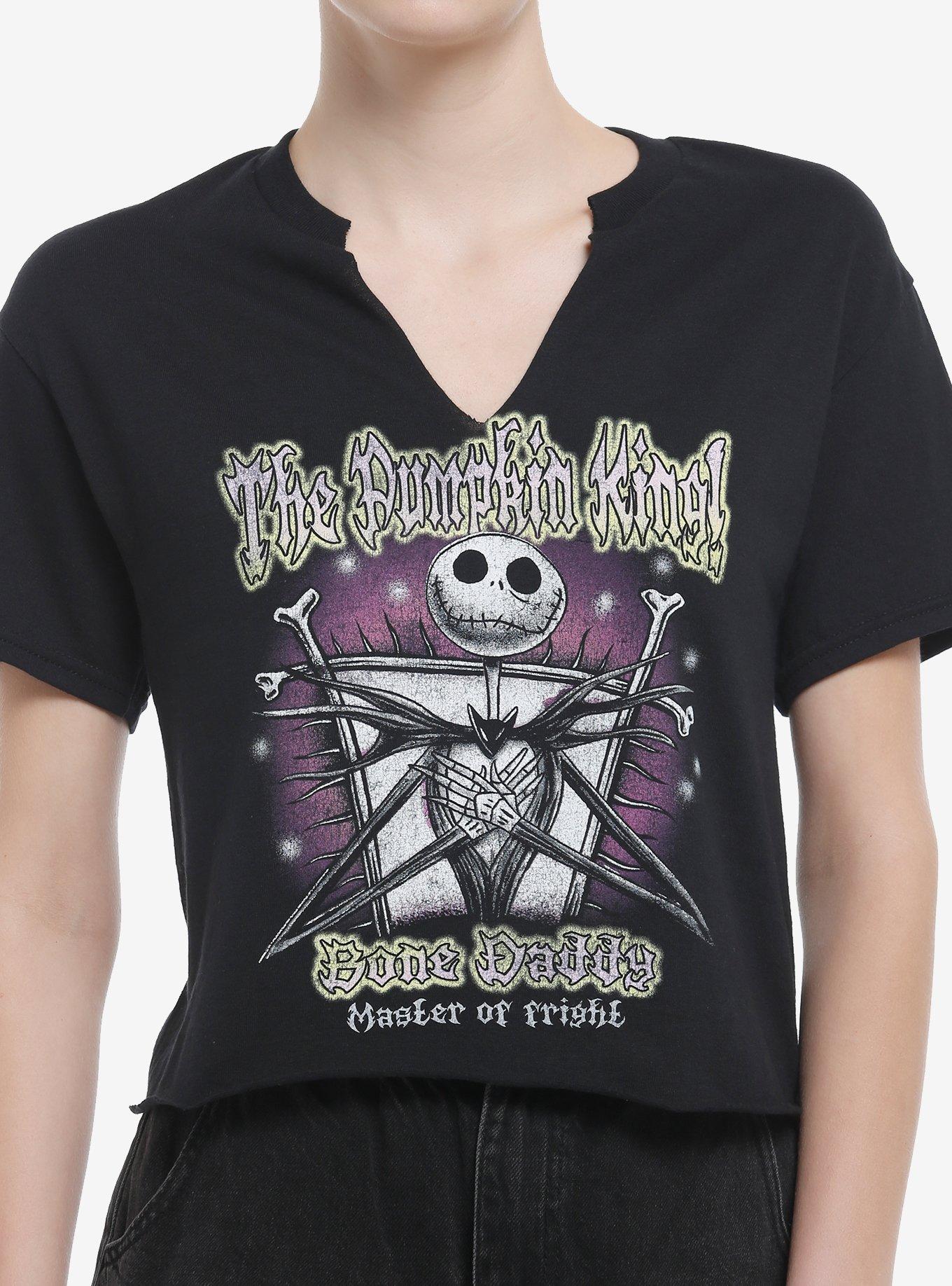 The Nightmare Before Christmas Jack Titles Girls Notched Crop T-Shirt, MULTI, hi-res