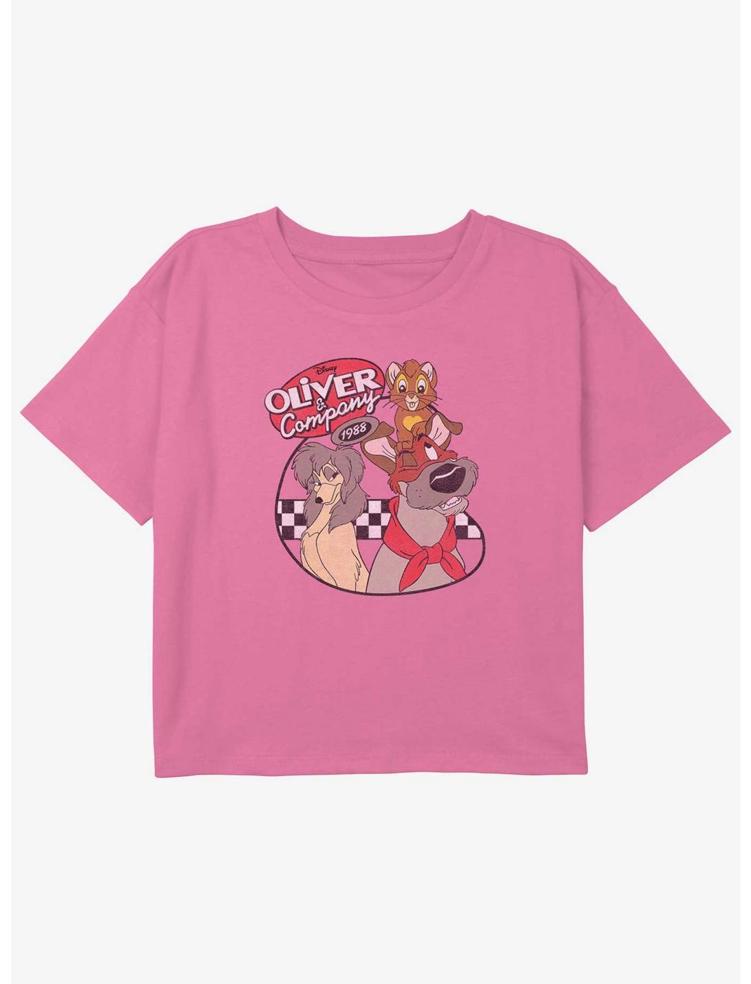 Disney Oliver & Company Rita Oliver and Dodger Girls Youth Crop T-Shirt, PINK, hi-res