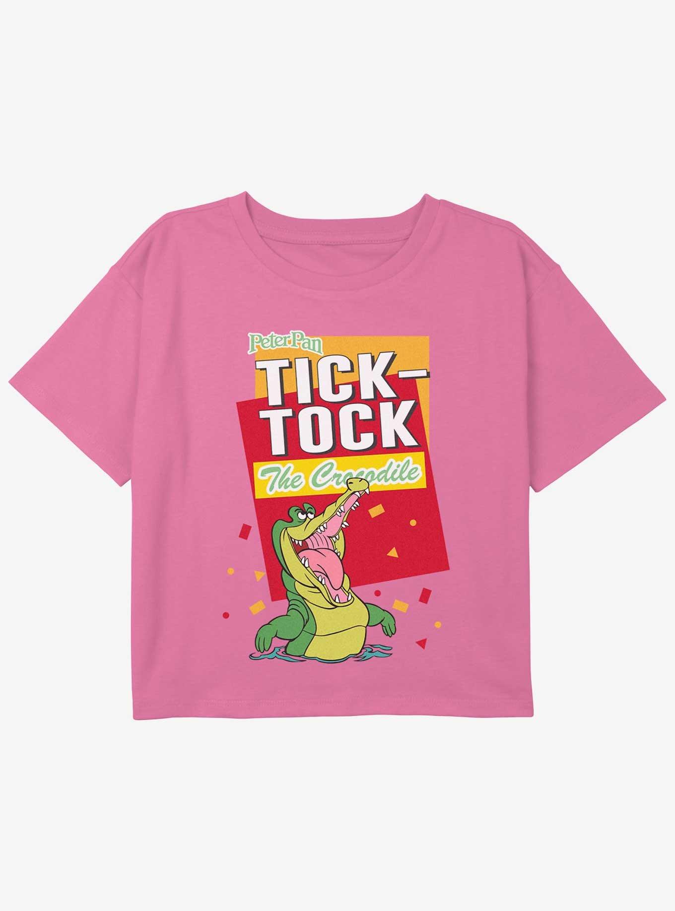Disney Tinker Bell Tick-Tock The Crocodile Girls Youth Crop T-Shirt, PINK, hi-res