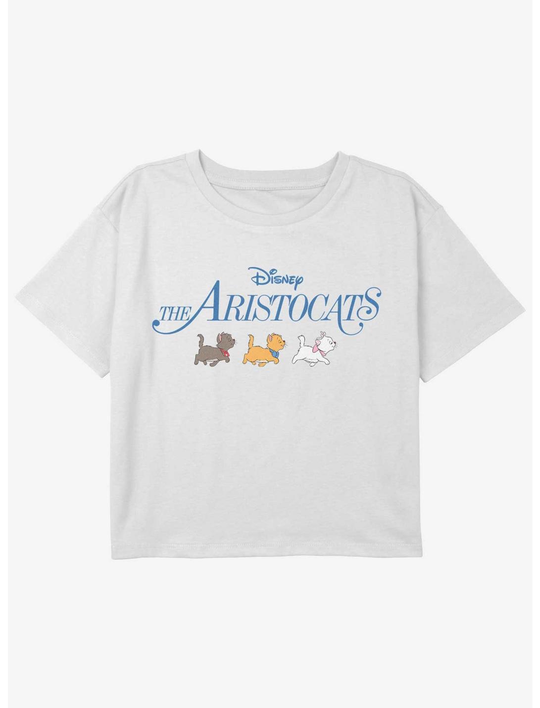Disney The AristoCats Berlioz Toulouse and Marie Logo Girls Youth Crop T-Shirt, WHITE, hi-res