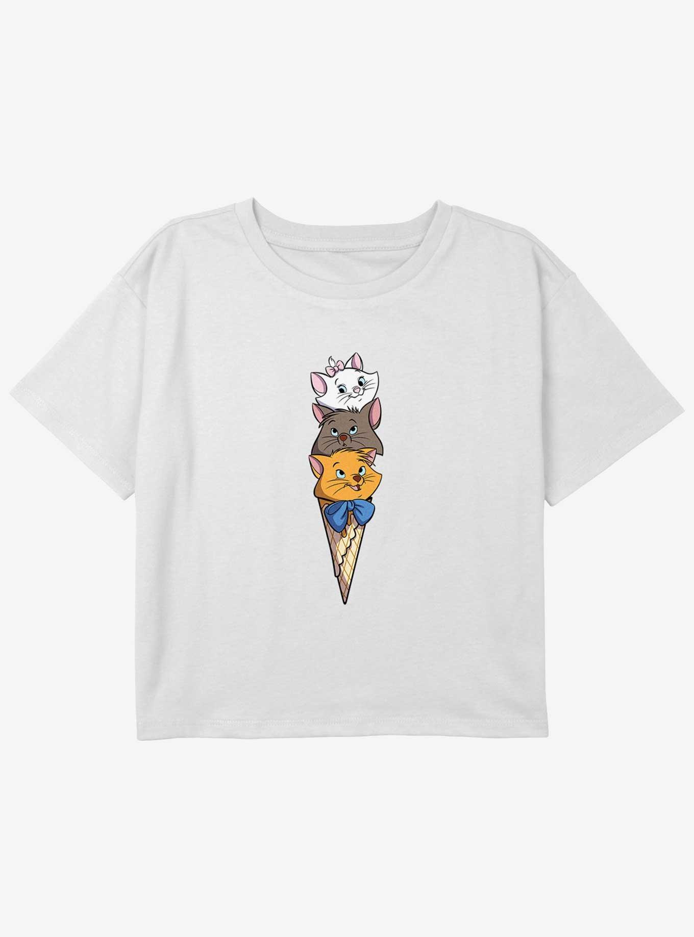 Disney The AristoCats Kitten Ice Cream Stack Girls Youth Crop T-Shirt, WHITE, hi-res