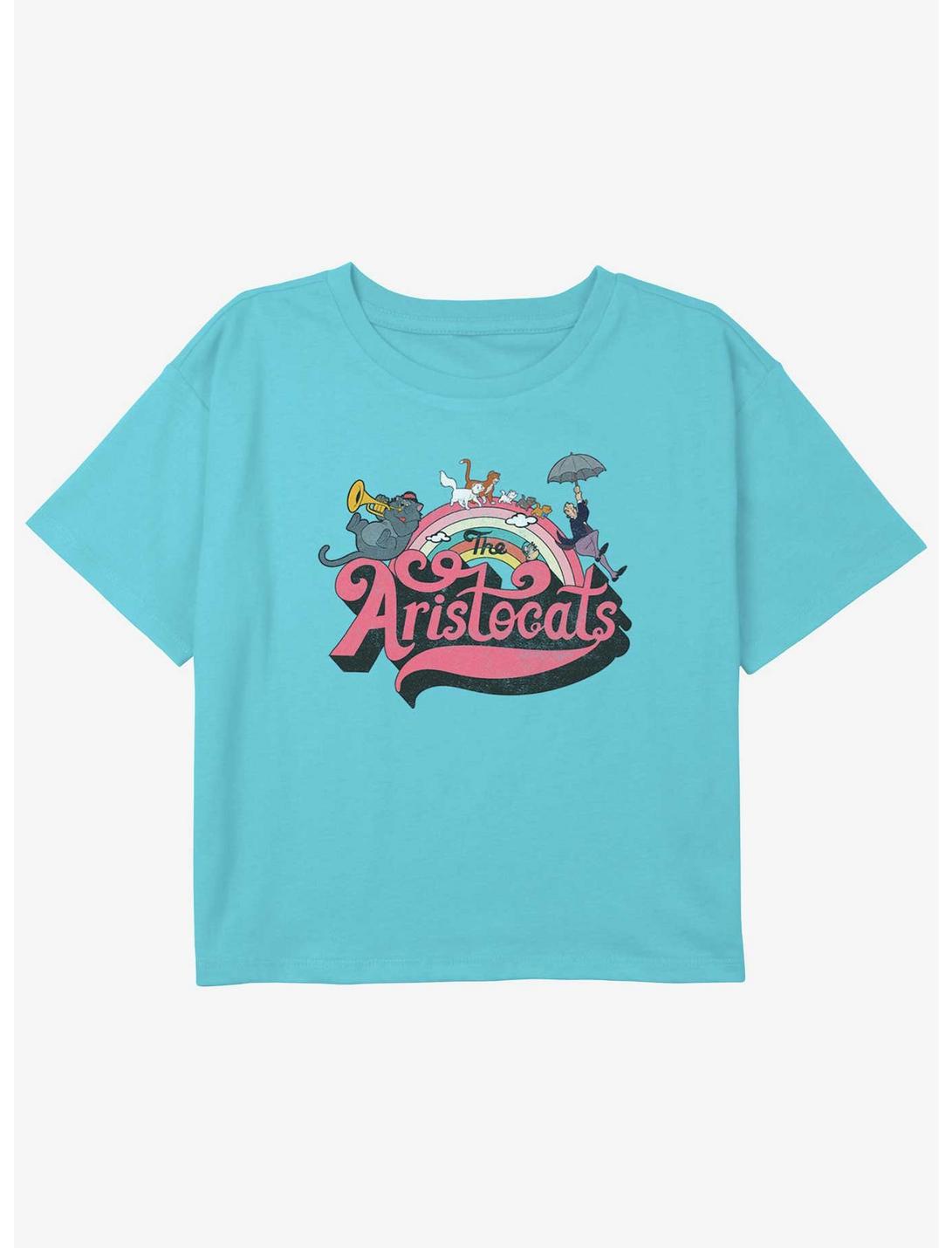 Disney The AristoCats Rainbow Cats Girls Youth Crop T-Shirt, BLUE, hi-res