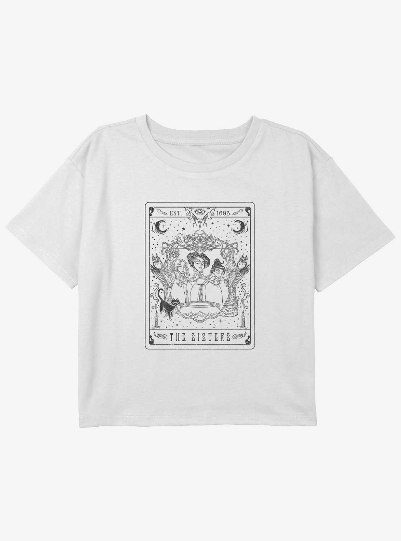 Disney Hocus Pocus The Sisters Tarot Girls Youth Crop T-Shirt, WHITE, hi-res