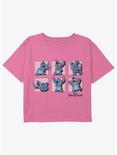 Disney Lilo & Stitch Alien Poses Girls Youth Crop T-Shirt, PINK, hi-res