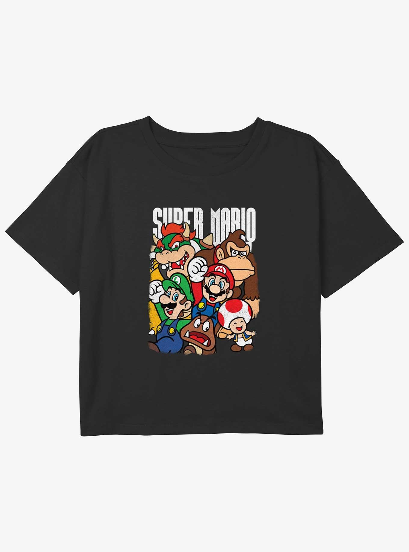 Nintendo Super Grouper Girls Youth Crop T-Shirt, BLACK, hi-res
