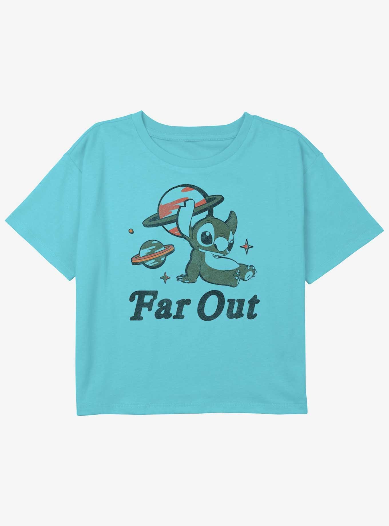 Disney Lilo & Stitch Far Out Stitch Girls Youth Crop T-Shirt, BLUE, hi-res