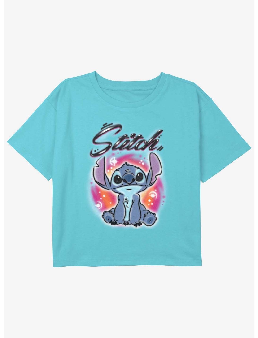 Disney Lilo & Stitch Airbrush Stitch Girls Youth Crop T-Shirt, BLUE, hi-res