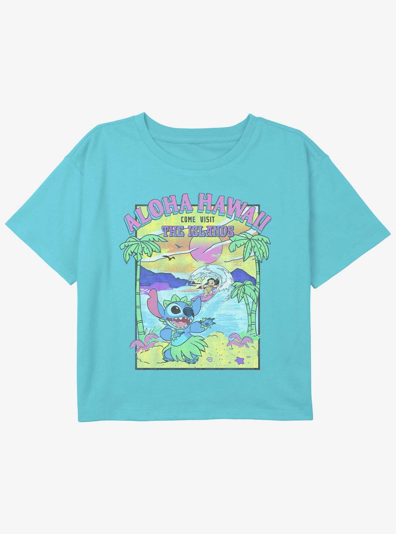 Disney Lilo & Stitch Visit The Islands Girls Youth Crop T-Shirt, , hi-res