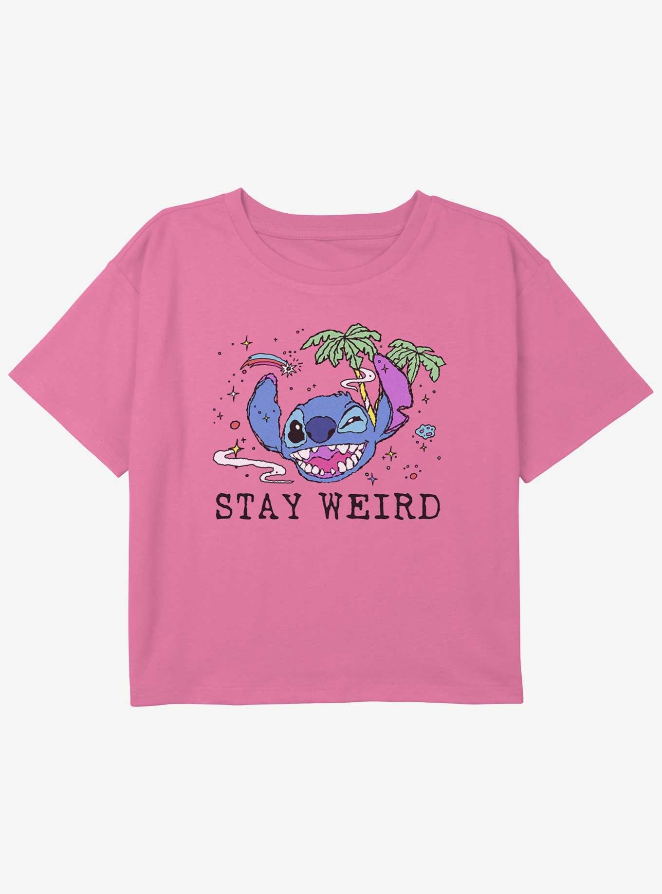 Disney Lilo & Stitch Stay Weird Girls Youth Crop T-Shirt, , hi-res