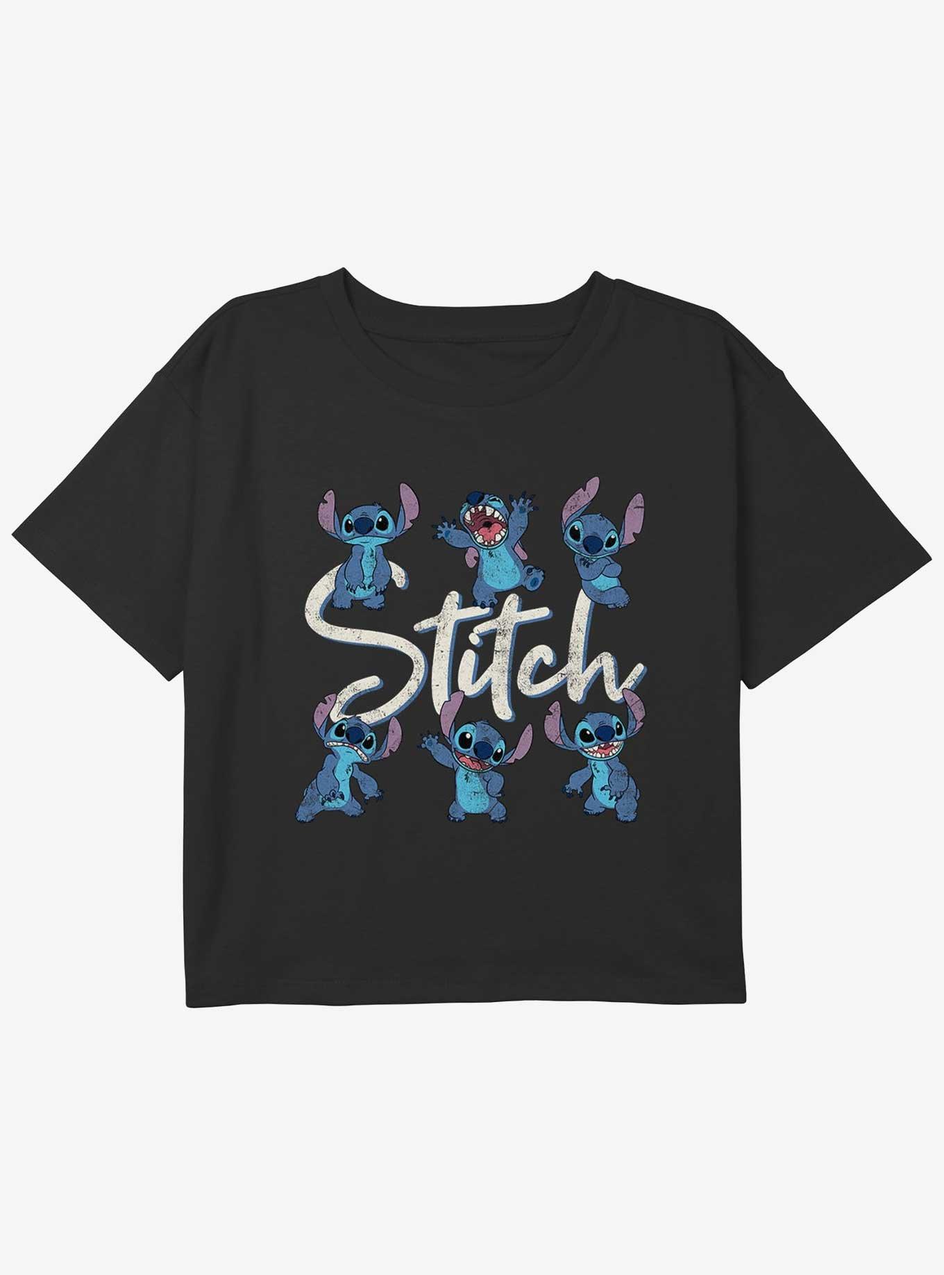 Disney Lilo & Stitch Stitch Poses Girls Youth Crop T-Shirt, , hi-res