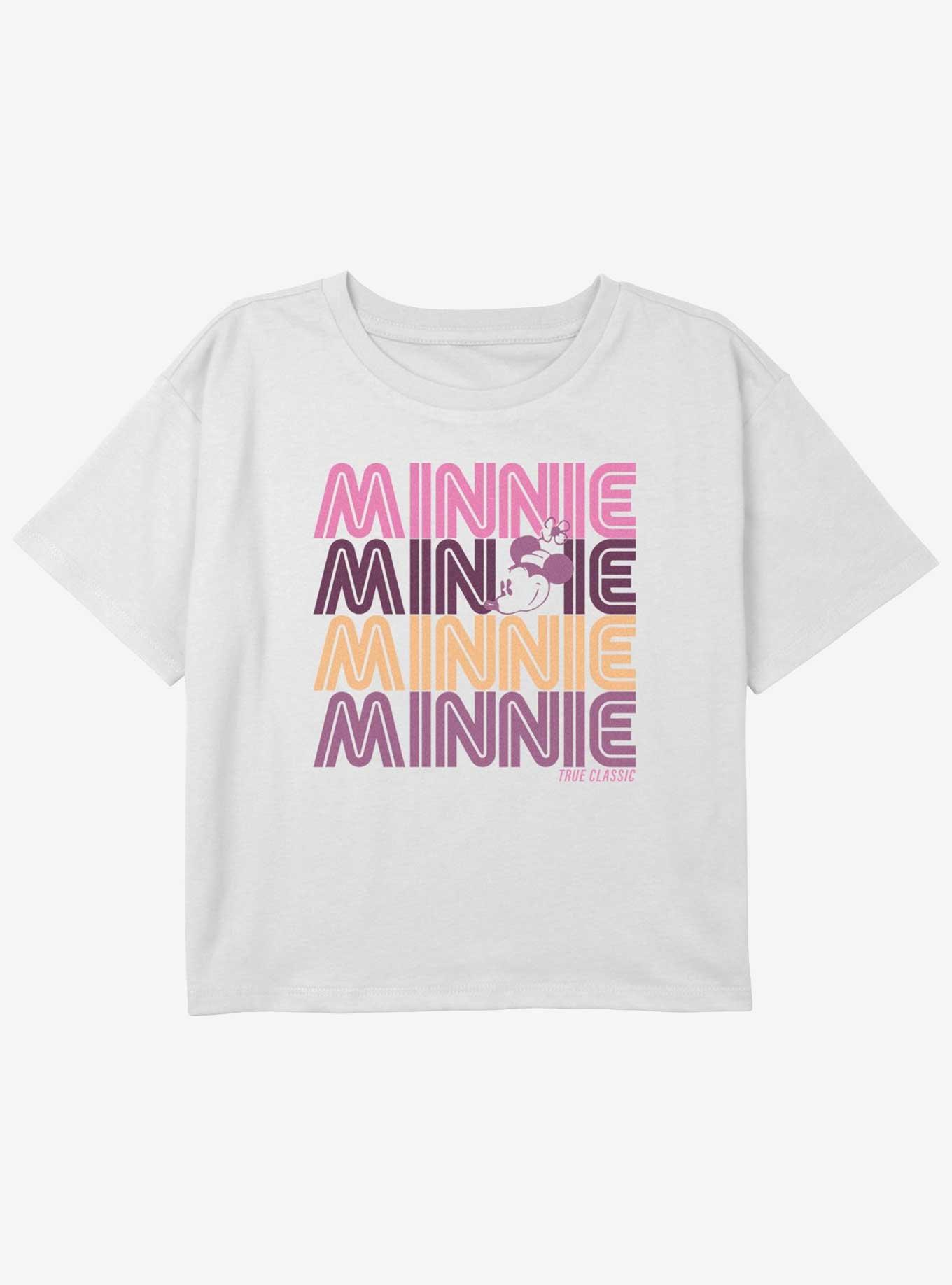 Disney Mickey Mouse Retro Stack Minnie Girls Youth Crop T-Shirt, WHITE, hi-res