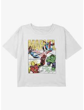 Marvel Avengers Hero Panels Girls Youth Crop T-Shirt, , hi-res
