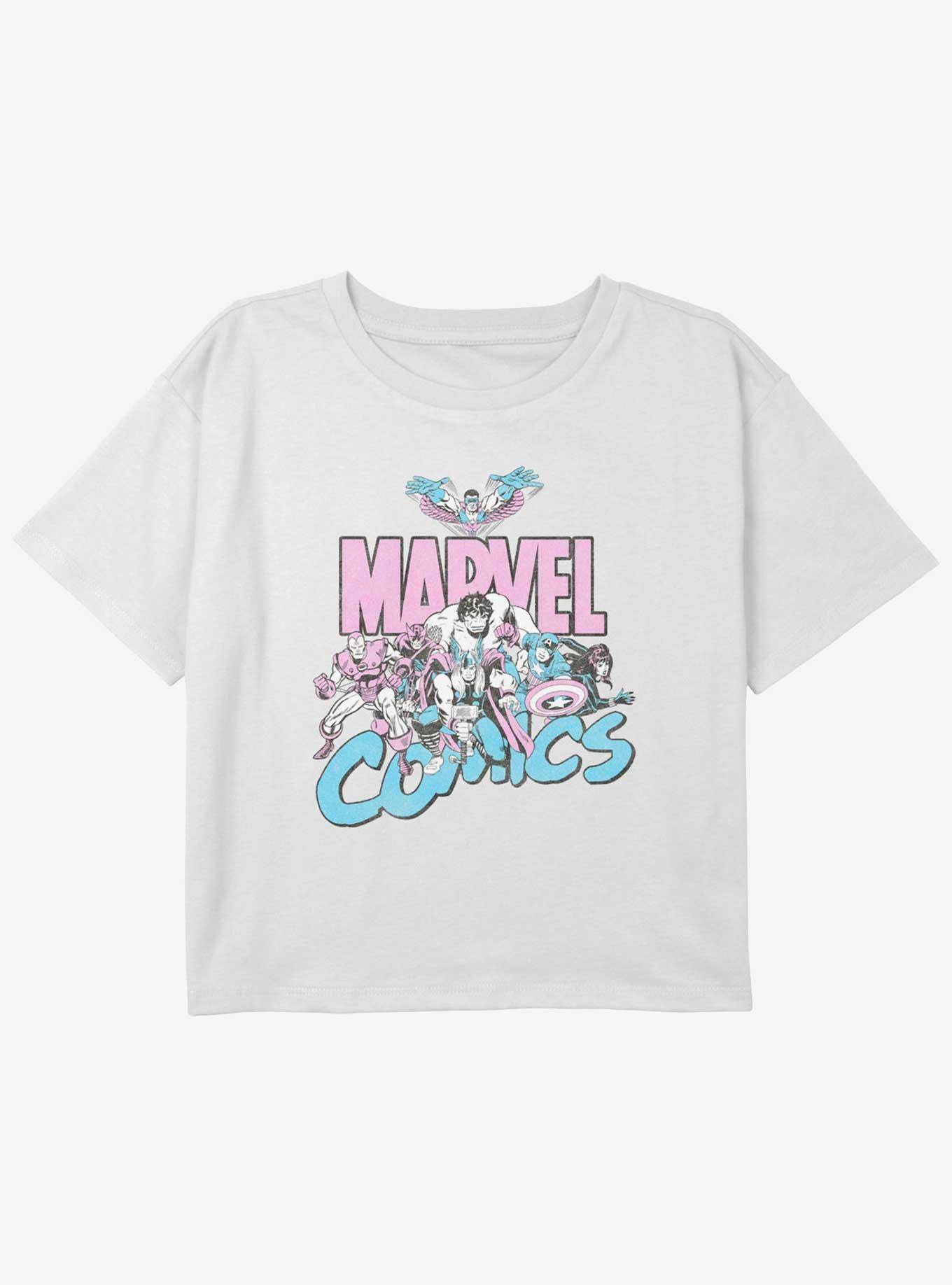 Marvel Avengers Marvel Pastel Group Girls Youth Crop T-Shirt, , hi-res