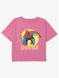 Marvel Spider-Man Simple Spidey Girls Youth Crop T-Shirt, PINK, hi-res
